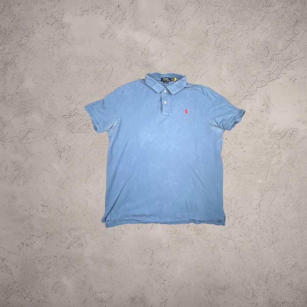 Polo Ralph‎ Lauren Mens Large Blue Classic Fit Short Sleeve Polo Shirt Vintage L